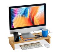 Supporto per monitor in bambù Stand multifunzione 10 kg 54 cm Organizer per PC