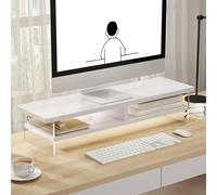 Supporto per Monitor in Legno A 2 Livelli, Montante per Monitor con Supporto Acrilico per Computer Trasparente Supporto da Tavolo Multimediale per TV Alzate per Mensole, Black, 70cm