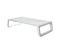 Supporto per monitor in vetro temperato, stile bianco, migliora l'ergonomia e ottimizza lo spazio sulla scrivania. *