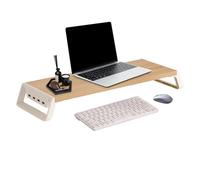 Supporto Per Monitor - Legno 54x20x7.5cm Con 4 Porte USB | Ripiano Alzatavolo Pèr PC In Legnø con Spazio Tastiera, Casa, Ufficio - Supporto Pe Monitoř Da Tavolo | Scuola, St р udio