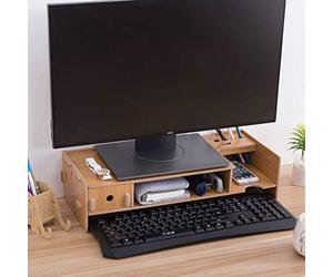Supporto Per Monitor Legno Stabile Con Cassetto Ergonomico Supporto Monitor Removable Supporto Da Tavolo-legna-48X20X12.3cm