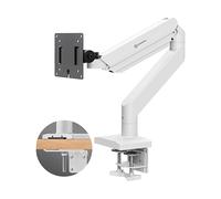 ONKRON Supporto Monitor Scrivania 13-55 pollici, Carico fino a 25 kg, Braccio monitor con VESA 75x75 - 100x100 mm, con Molla a Gas, Porta Schermo PC da Scrivania, Bianco e Nero, G110-BW