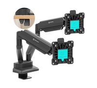 ONKRON Supporto Monitor Doppio Nero da 13 a 32 pollici - Staffa Monitor Scrivania con Carico Totale 16 kg - Porta Schermo PC da Scrivania max VESA 100x100 - Base Doppio Schermo PC Inclinabile G160-B