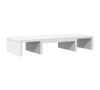 Supporto per monitor regolabile, bianco, 60 x 24 x 10,5 cm, a base di legno | Regolazione della lunghezza e dell'angolo, scomparti per accessori, facile da pulire, design stabile