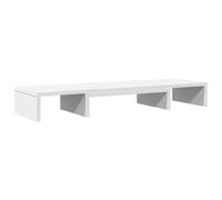 Supporto per monitor regolabile bianco 80 x 24 x 10,5 cm con divisori | Regolazione della lunghezza e dell'angolo, materiale a base di legno, resistente all'umidità, scomparti per accessori