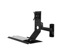 Supporto per monitor regolabile con vassoio pieghevole a 90°, nero, supporto da scrivania unico per supporto ergonomico per schermo PC, design salvaspazio, ideale per uso domestico