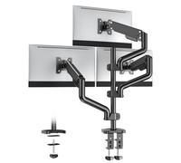 Supporto per monitor triplo EP Gear - Supporto a molla a gas regolabile per 3 monitor fino a 27" (max 9 kg), VESA 75x75 e 100x100 mm, opzioni di montaggio con morsetto a C e passacavo