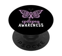 Supporto per nastro viola a forma di farfalla per la consapevolezza dell'epilessia PopSockets PopGrip Adesivo