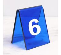 Supporto per Numeri Tavolo in Acrilico a Forma di V, Numeri per Tavoli Ristorante Tavolo, Doppia Faccia Stile Ins Per Caffè, ricevimenti, Ristoranti, Bar ed Eventi, Confezione da 6(Blue,1-6)
