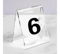 Supporto per Numeri Tavolo in Acrilico a Forma di V, Numeri per Tavoli Ristorante Tavolo, Doppia Faccia Stile Ins Per Caffè, ricevimenti, Ristoranti, Bar ed Eventi, Confezione da 6(Clear,1-6)
