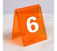 Supporto per Numeri Tavolo in Acrilico a Forma di V, Numeri per Tavoli Ristorante Tavolo, Doppia Faccia Stile Ins Per Caffè, ricevimenti, Ristoranti, Bar ed Eventi, Confezione da 6(Orange,1-6)