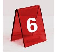 Supporto per Numeri Tavolo in Acrilico a Forma di V, Numeri per Tavoli Ristorante Tavolo, Doppia Faccia Stile Ins Per Caffè, ricevimenti, Ristoranti, Bar ed Eventi, Confezione da 6(Red,1-6)