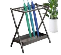 Supporto per ombrelli da interni - Espositore per ombrelli multiposizione | Grande organizer in ferro con ganci e vassoio estraibile per acqua per ingresso casa ufficio hotel