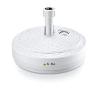 Supporto per ombrellone, bianco, in plastica, forma rotonda, per giardino, terrazza, spiaggia, in rattan, riempito con sabbia, acqua o ghiaia, bandiera