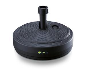Supporto per ombrellone, colore antracite, in plastica, forma rotonda, per giardino, terrazza, spiaggia, in rattan, riempito con sabbia, acqua o ghiaia, bandiera