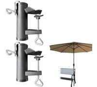 Supporto per ombrellone da balcone, 2 pezzi, per ringhiera del balcone, per ombrellone da balcone, per balconi, per terrazze, spiaggia, sdraio