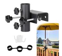 Supporto per ombrellone da Balcone,Clip per Ombrelloni da Esterno,Supporto Ombrellone,Porta Ombrellone da Balcone,Accessori per Ombrellone Diametro 23 - 38 mm,Regolabile per Giardino,terrazza