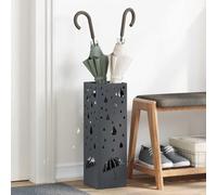 Supporto per ombrellone in metallo antracite con vaschetta antigoccia, 15,5 x 15,5 x 49 cm, supporto per ombrellone per corridoio, corridoio, ufficio, foyer, pratico portaombrelli e supporto per