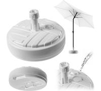 KADAX Supporto per ombrelloni, supporto rotondo per ombrelloni, riempibile con sabbia acqua o ghiaia, supporto in plastica per giardino, terrazza, spiaggia (versione 1 rotonda, bianco)