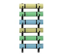 Supporto per organizer per tappetino da yoga multistrato da parete, espositore per tappetini per esercizi con rulli in schiuma d'acciaio resistente, rack di stoccaggio sportivo multifunzionale