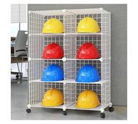 Supporto per organizzatore di Cappelli, Supporto Mobile Regolabile per caschi di Sicurezza, 4-32 Griglie con Ruote bloccabili, ripiano in Metallo per caschi rigidi da 100-192 cm, 4-8 Strati,