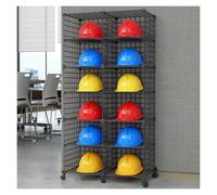 Supporto per organizzatore di Cappelli, Supporto Mobile Regolabile per riporre caschi di Sicurezza, Organizer per caschi con Serratura e Ruote, 4-32 Griglie, ripiano in Metallo per 12 caschi