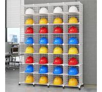 Supporto per organizzatore di Cappelli, Supporto Regolabile in Metallo per riporre caschi, Organizer per caschi rigidi da 4-32 Griglie con Ruote bloccabili, ripiano Mobile da 4-8 Strati, 144