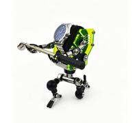 Supporto per orologi a forma di robot, in metallo, fatto a mano, regolabile (verde fluorescente/mazza da golf)