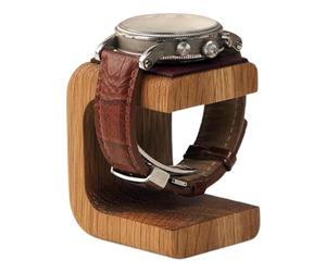 Supporto per orologio - Torre espositiva per orologi | Guarda Hoder | Supporto per orologio in legno | Espositore per orologio singolo in legno massello 7 X 6 X 5 cm con cuscinetto in pelle