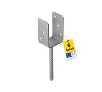 Supporto per pali a U - 6 pezzi - Connettore in legno - Profilo a U - Supporto per pali 100 x 100 cm - Supporto per pali per calcestruzzo - Piedini di supporto per pali di recinzione, pali in legno