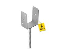 Supporto per pali a U - 6 pezzi - Connettori in legno - Profilo a U - Supporto per pali 80 x 80 cm - Supporto per pali da cemento - Piedini di supporto per pali di recinzione, pali in legno, terrazzo