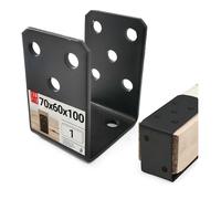 Supporto per pali a U 70x60x100 mm, verniciato a polvere nero, da avvitare - Ancoraggio per pali, manicotto di base, raccordo angolare, supporto per travi, supporto per pali di recinzione, giunzione