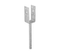 Supporto per pali a U - zinco galvanizzato argento - leggero tipo U - 46 x 100/305 x 40 x 4,0 mm - Supporto per pali di recinzione - Connettore in legno