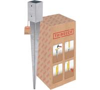 Guaina per pali 81 x 81 mm, lunghezza 750 mm, zincata a caldo, manicotto per pali in legno quadrato, ancoraggio in acciaio