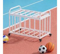 Supporto per Palla da Ginnastica per Palestra Commerciale, Nero, per riporre Palle da Gioco, carrelli in Metallo con Ruote e Serratura per riporre Palle da Basket, Coperchio e Maniglia con s