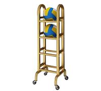 Supporto per palloni da Basket, Supporto per palloni Sportivi ad Alta Resistenza - Supporto da Pavimento per Basket, pallavolo, Baseball con Ruote - Ideale per Palestra, Scuola, Garage (Oro)