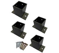 Supporto per palo, Dock Post Base Plates Black Finish, 1.5x1.5 2x2 4x4 6x6 8x8 Inch Porch Column Base with Screws, Heavy Duty Tall Concrete Post Brackets for Wood Post/Cement(4 Pcs,3 1/3 x 3 1/3 in x