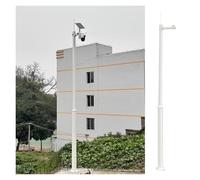 Supporto per palo per Telecamera di sorveglianza con parafulmine da 15,7 Pollici e Braccio Trasversale da 11 Pollici - Supporto Regolabile Bianco da 13,1 Piedi per scuole, parcheggi, Centri