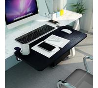 Supporto per pannello tastiera, finitura in teak, 55/65/75 x 25 cm, organizer da scrivania regolabile per installazione ideale in ufficio, design ergonomico per comfort ed efficienza (nero, 65 x 25 cm