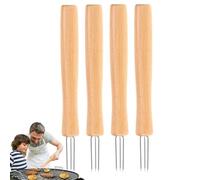 Supporto per pannocchie di mais, utensili da cucina a 3 denti con manico in legno, spiedini per pannocchie di mais inclusi 4 pezzi, per feste e campeggio, per grigliare e arrostire e per il barbecue a