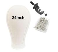 Supporto per parrucca in tela da 21-24 pollici con testa di manichino per acconciature, creazione di parrucche ed esposizione, include supporto(24inch)