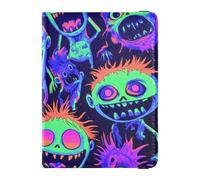 Supporto per passaporto con motivo mostro al neon per Halloween per viaggi con slot per carte di credito RFID porta passaporto porta libri in pelle PU accessori da viaggio per donne uomini