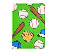 Supporto per passaporto in pelle con sfondo verde da baseball per il supporto del biglietto antifurto da viaggio per le donne accessori indispensabili per viaggi