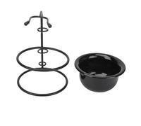 Supporto per pennello barba con ciotola Base stabile Supporto in metallo antipolvere Ciotola per sapone barba per uomo Universal Fit Travel Home Salon Uso 2 pezzi Set