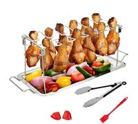 Supporto per pestello di Pollo per Barbecue, Supporto per pestello di Pollo - Supporto per girarrosto Pieghevole in Acciaio a 12 Slot | Supporto per girarrosto in Metallo Portatile per