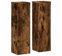 Supporto per piante, 2 pezzi, in legno di incenso, 17 x 17 x 60 cm, stabile supporto per fiori con supporto da parete per soggiorno, balcone, terrazza, decorazione moderna e verde