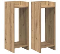 Supporto per piante, 30 x 30 x 80 cm, 2 pezzi, in legno di rovere | legno con struttura aperta, 2 ripiani da 20 kg ciascuno, per soggiorno e piccoli spazi, 2 pezzi