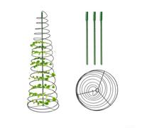 Supporto per piante a spirale in ferro a 3 livelli, regolabile, nero, per rose rampicanti, edera, clematide, estensibile, 46,7-136,1 cm, per interni ed esterni (1 pezzo)