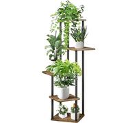 Supporto per piante alto in legno a 5 ripiani, scaffale in metallo, portavasi multipli, scaffale angolare, scaffale per fioriere, organizer per riporre oggetti da balcone, giardino, interno ed ester