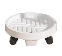 Supporto per piante con cassetto per l'acqua, 30,5 cm, rotondo, chiusura a 360°, per interni, esterni e balcone, supporto per fioriera bianco su ruote